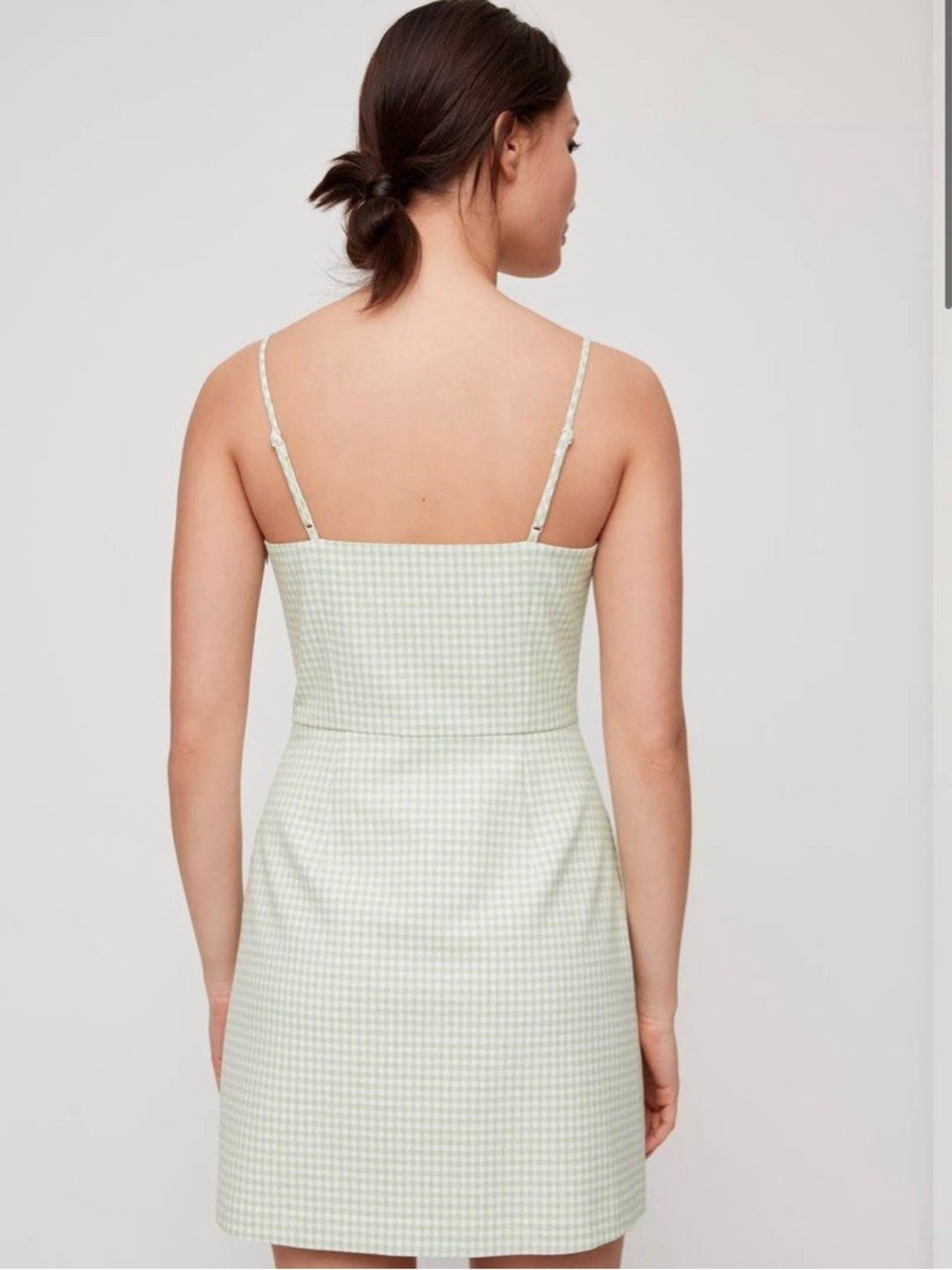 Aritzia Wilfred Isabelle Dress - Green Gingham Plaid Mini Dress - Picture 3 of 6